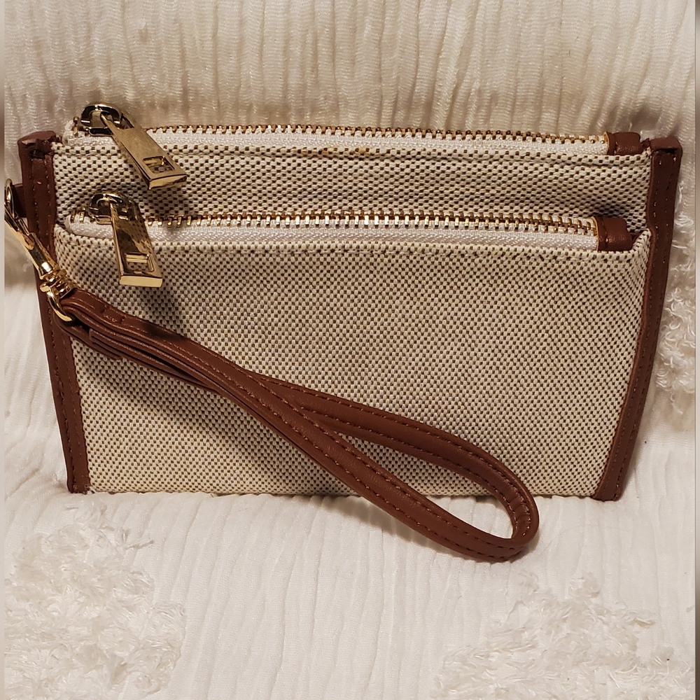 Tan and Brown Wristlet